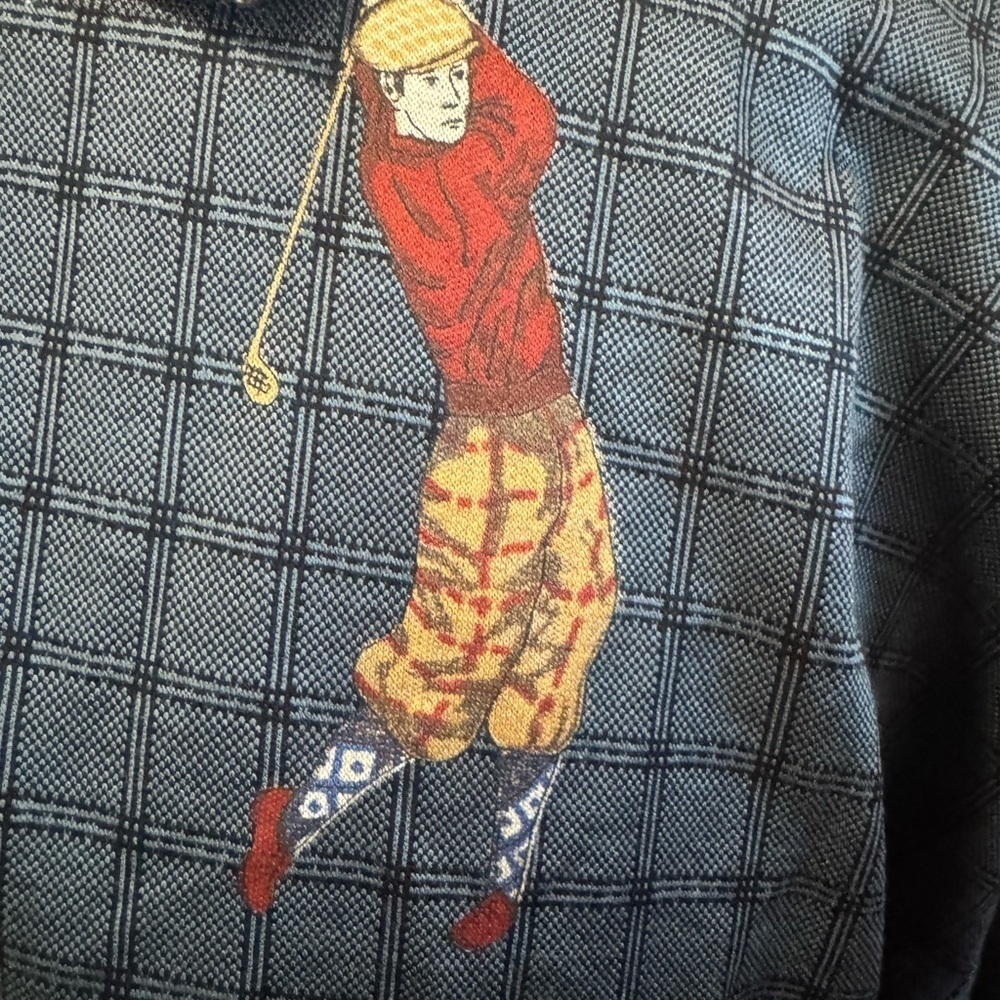 NEW Bobby Jones Collection Golf Shirt L Gray Signature Golfer Print ITALY NWT - Picture 10 of 12